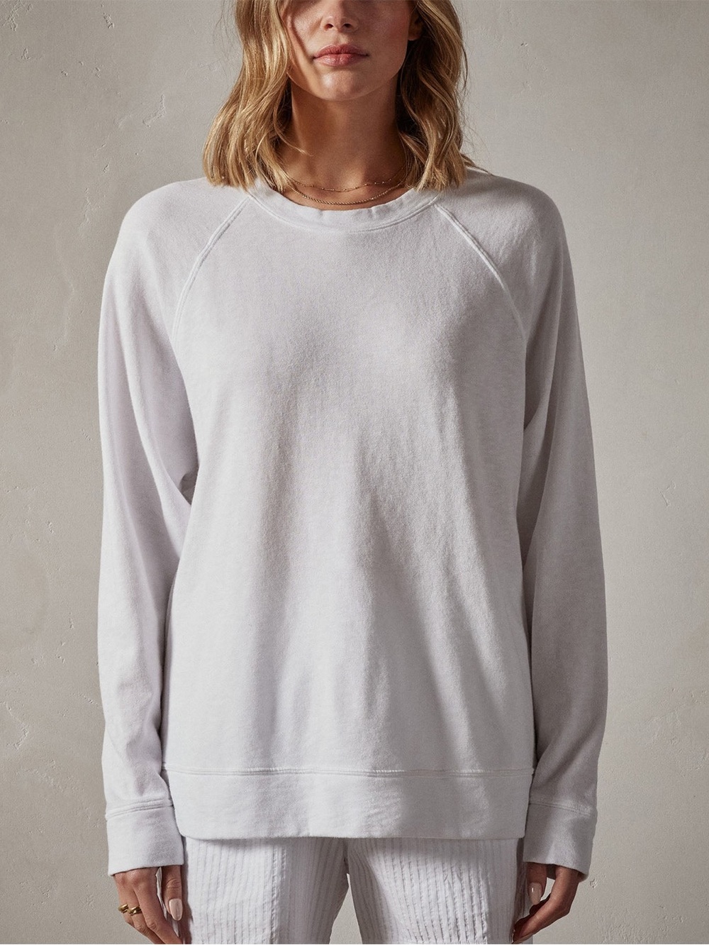 James Perse Standard White Vintage French Terry Sweatshirt Size 1 S WXAH3247CU